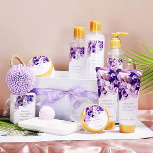 BODY &amp EARTH Gift Baskets - 11 Pcs Lavender Spa Gifts For Women with Bubble Bath Body Lotion Sets Bath and Body Gifts Set For Women Christmas Gifts for Her Spa Gift Sets