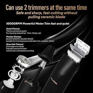 Groin &amp; Body Hair Trimmer for Men Bikini Trimmer Women Electric Ball Pubic Shaver IPX7 Waterproof Wet &amp; Dry Use Versatile Shaver for Temple Groin Nose Ear Hairs Beard (Black)