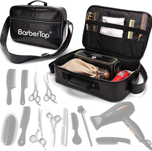 Large Barber Hairdresser Bag Hairstylist Traveling Bag Shoulder Strap Barber Carrying Bag Barber Supplies Storage Bag for Clippers Scissor Blow Dryer &amp Various Hair Cutting Tools (Black)