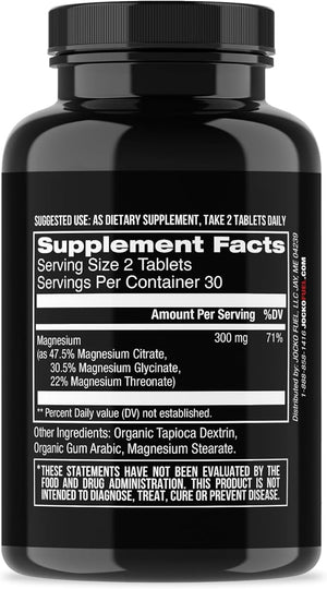 Jocko Fuel Magnesium Complex Supplement - Magnesium Glycinate Citrate &amp Taurate Capsules Dietary Supplement for Muscle Recovery &amp Relaxation Heart Nerve Bone Support &amp Sleep 30-Day S