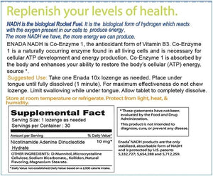 ENADA 10X NADH Supplement with Fast Acting Formula for Active Lifestyle | Natural Energy Booster Great for Jet Lag Athletic Performance &amp Studying | Improves Stamina and Mental Clarity | 30 Lozen