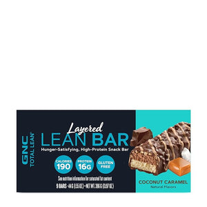 GNC Total Lean Layered Lean Bar - Coconut Caramel | 16g Protein | 9 Bars
