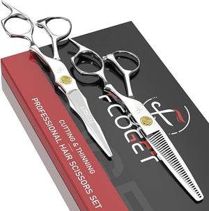 Professional Barber Hair Scissors Thinning Shears Kit - 6.8 HIGH-END Extremely Sharp Haircut Scissors Hairdressing Texturizing Hair Cutting Shears Set 440C Stainless Steel for Salon Home Stylists