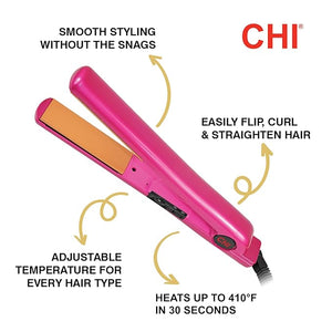 CHI Tourmaline Ceramic Series Flat Iron Hair Straightener For Silky Smooth Hair Ideal For Straightening Or Curling Hair 1 Iron Pure Pink