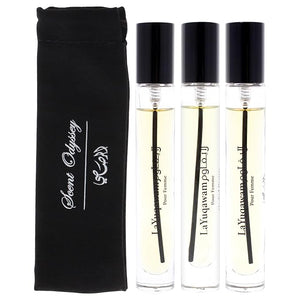 Rasasi Scent Odyssey La Yuqawam for Women | 3-Piece Mini Gift Set | Includes 0.25oz La Yuqawam Pour Femme EDP Spray | 0.25oz Jasmine Wisp EDP Spray | 0.25oz Orchid Prairie EDP Spray