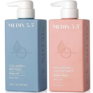 Medix 5.5 Women Firming Collagen Cream + Hyaluronic Acid Body Lotion | Anti Aging Firming Lotion &amp Face Moisturizer | Crepey Skin Stretch Marks &amp Dry Skin | Skin Care Products | 2 Piece Bund