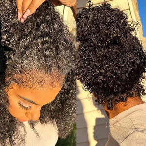 Deep Wave Human Hair Wig 250% Density 13x6 Mongolian Lace Front Deep Curly Lace Front Wigs Human Hair Pre Plucked Deep Wave Frontal wig For Black Women Full And Thick (28 Inch, 13x6 Wig)