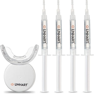 LINHART Teeth Whitening Kit with LED Light - Tooth Whitener Gel Dental Whitening Gel Syringes with 35% Carbamide Peroxide and 16-Led Whitening Light - No Sensitivity Whitens Teeth