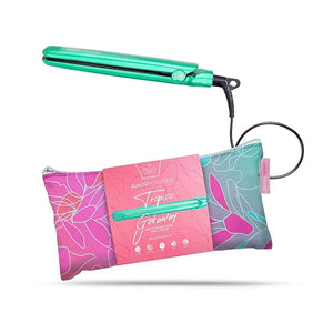 Almost Famous Tropico Getaway 0.5 inches Mini Tourmaline &amp Ceramic Hair Straightener Flat Iron with Stunning Travel Bag with Set Temperature All Hairstyles (Watermellow)