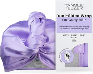 TANGLE TEEZER Double Sided Hair Towel Wrap with Smoothing Satin &amp Soft Cotton Jersey to Absorb Water &amp Minimize Frizz for Curly Hair Types 2C-4C