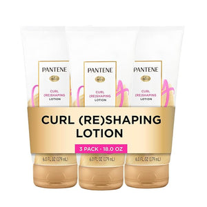 Pantene Pro-V Curl Cream Hair Lotion Moisturizing Curl Defining Cream Anti Frizz for Wavy or Curly Hair with Vitamin B5 Pack of 3 18 oz Total