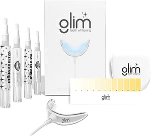 Glim Teeth Whitening Kit for Sensitive Teeth - 36 LED USB Rechargeable Light, Enamel Safe, Dentist Approved with 4 Gel Pens and Travel Tray