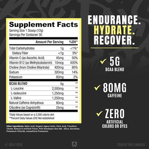 RYSE BCAA Focus Powder - Country Time Lemonade - BCAA Supplement with Electrolytes, Natural Caffeine &amp; Cognizin Supports for Hydration, Recovery, Energy, and Focus for Men &amp; Women - 30 Serving