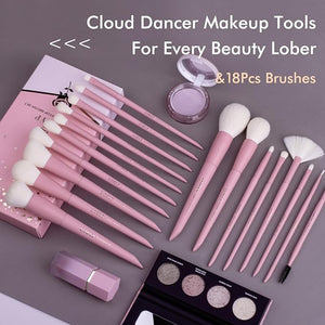 LORYP Makeup Brushes Set Labeled 18 Piece Face and Eye Brush Set Ultra soft hair Foundation Concealer Blush Contour Blending Eyeshadow Pink Brush kit