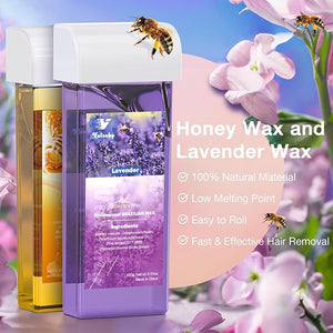 Roll on Wax Kit, Roll on Waxing Kit for Hair Removal, Wax Roller Kit for All Skin Types for men, Hair Removal with 2 Soft Cartridges and 50 Strips, Waxing Kit for Women