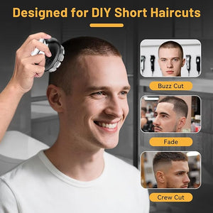 Self Haircut Kit for Men ? Wet &amp Dry IPX6 Waterproof Hair Clippers with LED Display USB Rechargeable 2 Guide Combs ? Buzz Cut Crew Cut Fade Bald Flat Top (Black)