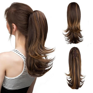 EARSHOT Hair Buns Hair Piece Synthetic Clips In Ponytail Hair Extensions Wig 14 Inch Long Wavy Wig Bun with Elastic Band Ponytail for Women Hair Accessories For Girls (Color : 6h27, Size : 14inches)