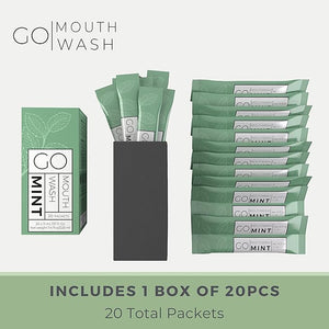 GO Travel Size Mouthwash Packets ? Individual Mini Mouthwash for Fresh Breath - TSA Compliant - Smart Packet Design to Reduce Travel Bottle Waste - Liquid Mint Flavored Portable Travel Mouthwash Bulk