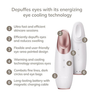 GESKE SmartAppGuided¢â Warm &amp; Cool Eye Energizer | 6 in 1 | Heated Massager | Combat Dark Circles &amp; Under-Eye Bags | Refresh Droopy Eyelids | Anti-Stress &amp; Relaxation | Sonic Massaging