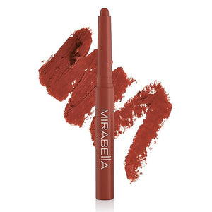 Mirabella - Velvet Matte Lip Crayon, Retractable Highly-Pigmented 2-in-1 Makeup, Long-Lasting Hydrating Lipstick Crayon + Lip Liner, Moisturizing Cream-to-Matte Lipcare Formula, Nearly Nude