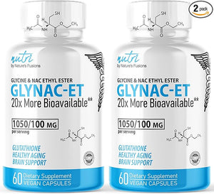 GlyNAC-ET NAC Supplement N-Acetyl Cysteine Ethyl Ester (Pack of 2) - 20x More Bioavailable Than GlyNAC - Glycine &amp; N-acetylcysteine Ethyl Ester Anti Aging Supplement, Boost Glutathione (120 Capsul