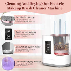 3 IN 1 Electric Makeup Brush Cleaner Machine With Makeup Brush Dryer-Holder-Portable Automatic USB Cosmetic Brushes Cleaner Tool for All Size Beauty Makeup Brush SetContour Eyeshadow Blush Brush