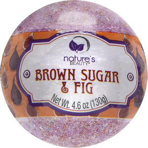 Nature's Beauty Brown Sugar &amp Fig Bath Bomb Multi-Pack - Natural Hand Crafted Non-Staining Luxury Fizzy Spa Bomb Moisturize Dry Skin Made w/Orange Extract + Coconut Oil 4.6 oz (4 Pack)