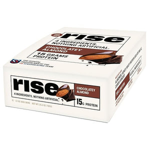 Rise Whey Protein Bars - Chocolatey Almond | Breakfast Bar &amp Protein Snack 15g Protein 5g Fiber Just 4 Whole Food Ingredients Gluten-Free Soy Free