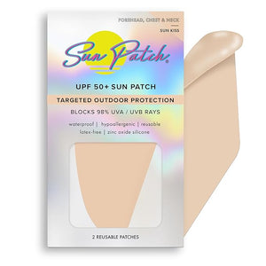 Sun Patch Reusable Forehead and Neck Sunblock Patches - 100% Silicone Sunscreen for UV Protection Face Stickers With UPF 50 - 1 Pack/2 Patches Sunkiss (Nude) for Golf Surf Swim Ski