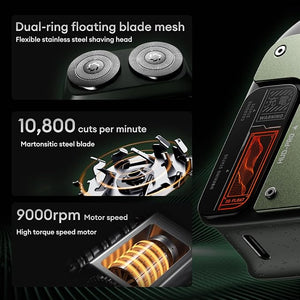 PAXA Mini Electric Shaver for Men9000Rpm Electric Razor for MenMagnetic Dual-Head Rotary Pocket Shaver IPX7 Waterproof Wet &amp Dry for Shaving FaceUSB-C Rechargeable for HomeCarTravel(Green)