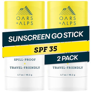 Oars + Alps Clear Face Sunscreen Stick SPF 35 Travel Sunscreen Roll On for Face &amp Body SPF Stick with Vitamin E &amp Antioxidants Water &amp Sweat Resistant All Skin Types Moisturizing 1.7