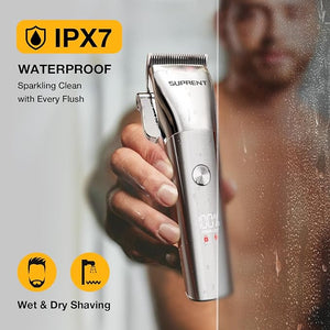 SUPRENT Low Noise Hair Clippers for Men Easy-Clean Waterproof Clippers Cordless Clippers &amp Trimmers Set for Family Grooming
