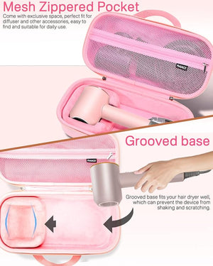 RAIACE Hard Storage Case Compatible with dyson Hair Dryer Travel Carrying Bag. (for sale is case only). - Rose Red