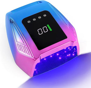 Cordless UV LED Nail Lamp 96W Rechargeable UV Nail Lamp for Gel Nails UV Nail Light with 4 Timer Setting Professional Quick Dry Nail UV Lamp with Display Auto Sensor