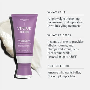 VIRTUE Flourish Hair Thickening Styling Treatment for Thinning or Fine Hair Volumizes and Thickens Thin Hair 4 Fl Oz