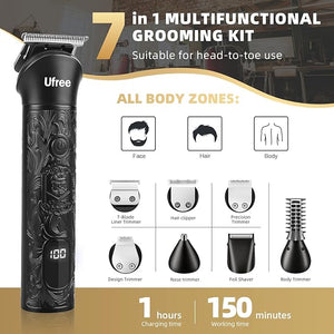 Ufree Beard Trimmer for Men Electric Razor Shavers Cordless Hair Clippers 7 in 1 Beard Grooming Kit for Mustache Body Nose and Facial Gifts for Men