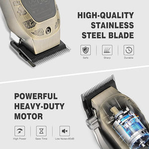 Professional Hair Clipper for Men - Cordless Clippers and Trimmers Set Heavy-Duty Motor Hair Cutting Kits with LED Display 7000RPM High-Power Motor USB Charging Gifts for Men Bronze