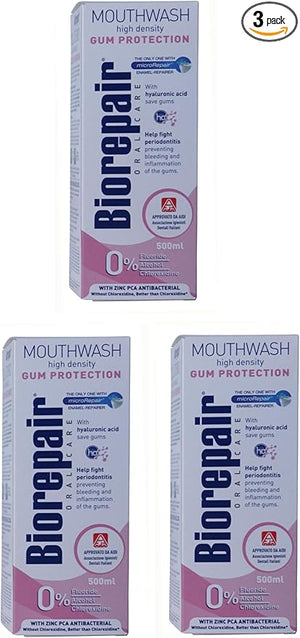 Biorepair: " Collutorio " Mouthwash High Density Gum Protection 500ml /16.91 fl.oz, Pack of 3