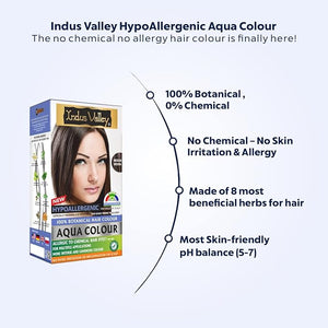 Indus Valley Aqua Hair Color Gray Coverage Hair Dye Allergy Free (Medium Brown)100% Organic Hair Dye for Grey Coverage Natural Hair Color for Sensitive Skin Safe &amp Non-Toxic