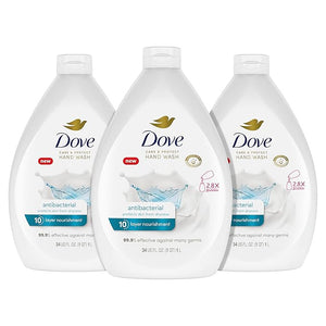 Dove Antibacterial Hand Wash Care &amp Protect Pack of 3 Protects Skin from Dryness Moisturizers More Than The Leading Ordinary Hand Soap 34 oz
