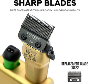 Supreme Trimmer Recharge Clipper - Professional Hair Clipper with 2 Removable Batteries Brushless Motor Smart Charge Stand USB-C Charge &amp DLC Blades Barbers | STC779