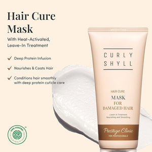 CURLYSHYLL Hair Cure Mask for Damaged Hair | Leave-in Protein Treatment | Heat Care + Strengthening | No-Rinse Formula | 200ml