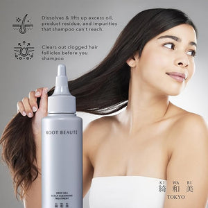 Kiwabi Root Beaut? Deep Sea Scalp Treatment ? Scalp Detox Treatment Gel With Mineral-Rich Deep Ocean Water Sea Salt &amp 10 Marine Botanicals ? Hair Build Up Remover for Sensitive Scalps (90ml)