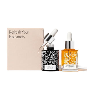 Naked &amp Thriving The Night Set | Renew Resurfacing Night Serum (30 mL) + Rejuvenate Restorative Face Oil (35 mL) with Hyaluronic Acid Argan &amp Sea Buckthorn Oils and Fruit AHAs (Set of 2)