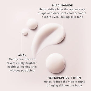 JLO BEAUTY Body Serum with AHAs &amp Peptides Exfoliating Body Lotion for Radiant Smooth Skin Hydrating Moisturizer to Support Elasticity Even Tone &amp Visible Firming Tighten + Tease 4.06 Oz