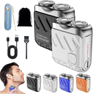 Mini Shaver, Small Steel Cannon Suspended Magnetic Blade Shaver, Mini Electric Explosive Shavers for Men, Waterproof, USB Fast Charging, Compact Travel Size (2PCS-B-C)
