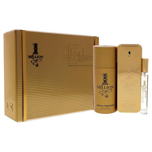 Paco Rabanne 1 Million Men 3.4oz EDT Spray 0.34oz EDT Spray 5.1oz Deodrant Spray 3 Pc Gift Set