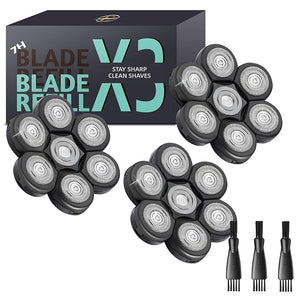 Bald Head Shaver Replacement Blades for Head Shaver Premium 7 Blades Shaver Replacement Heads for Universal Head Shavers and Freedom Bald Men Grooming 3 Cleaning Brush 3 Pack