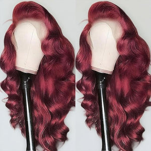 MEGOOD 250% Density Burgundy Wig Human Hair 13x4 HD Body Wave 99J Burgundy Lace Front Wigs Human Hair Pre Plucked 13x4 Glueless Burgundy Wig for Women Red Wig 18 Inch
