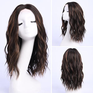 Dark Brown Wig with Highlight Medium Length Wigs for Women Middle Part Synthetic Hair Wigs Mixed Wavy Highlights Natural Hair for Daily Party Halloween Colourful Wig Highlighted£¨16 inch£©